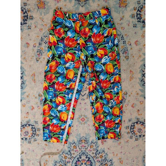 Gap Womens Floral High-Waisted Vibrant Tulip Print 100% Cotton Pants Size 9/10 - Picture 8 of 9